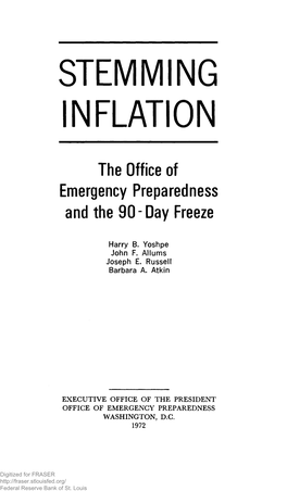 Stemming Inflation; the Office of Emergency Preparedness and the 90- Day Freeze