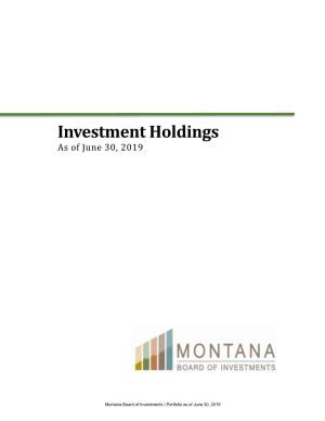 Investment Holdings As of June 30, 2019