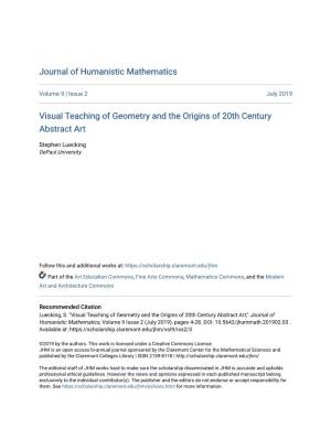 Visual Teaching of Geometry and the Origins of 20Th Century Abstract Art