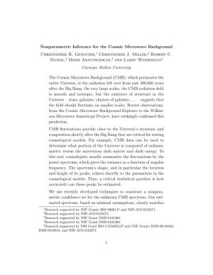 Nonparametric Inference for the Cosmic Microwave Background Christopher R