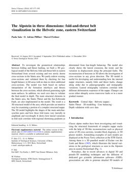 The Alpstein in Three Dimensions: Fold-And-Thrust Belt Visualization in the Helvetic Zone, Eastern Switzerland