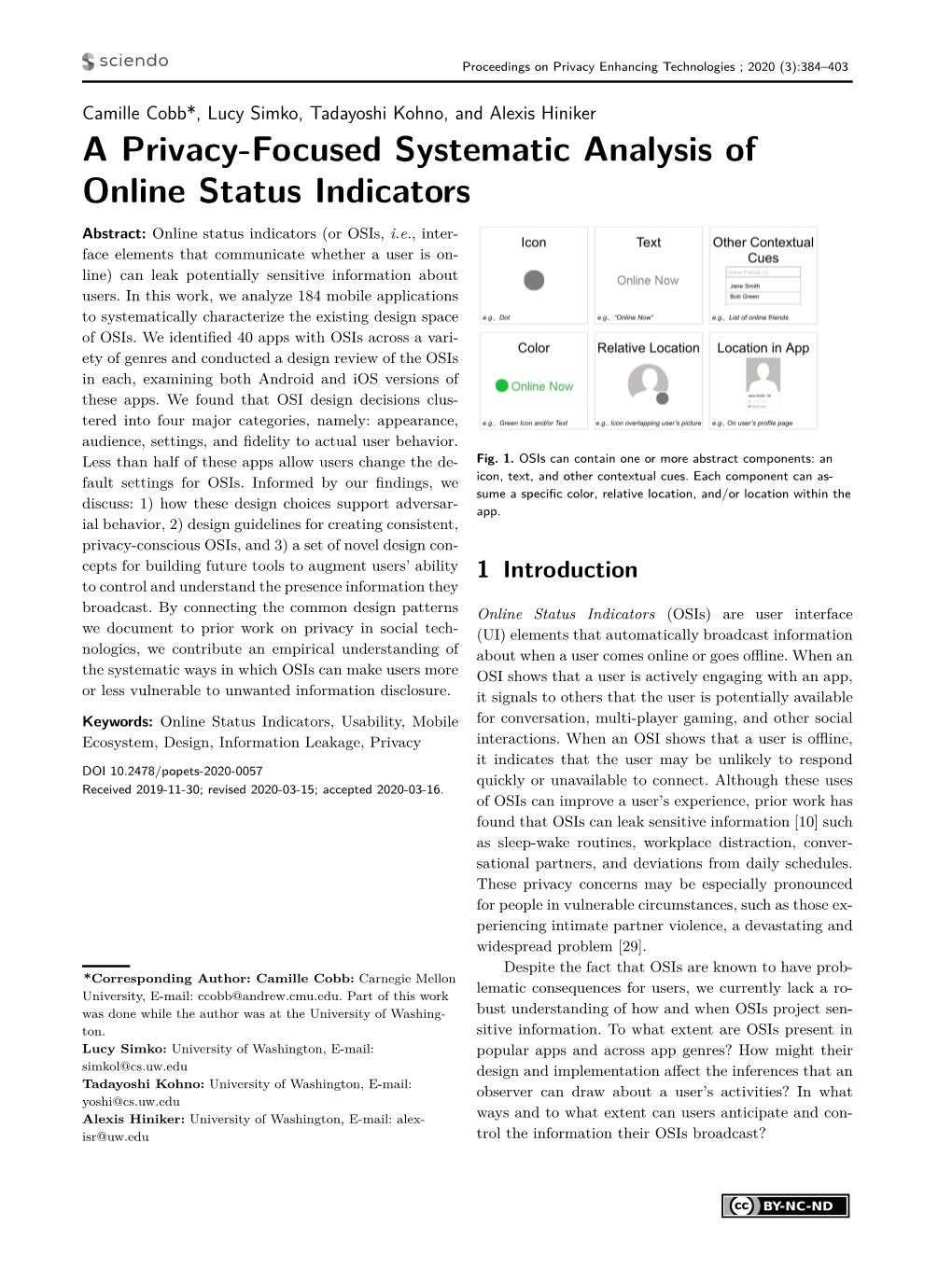 A Privacy-Focused Systematic Analysis of Online Status Indicators