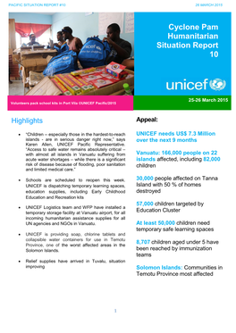 Cyclone Pam Humanitarian Situation Report 10