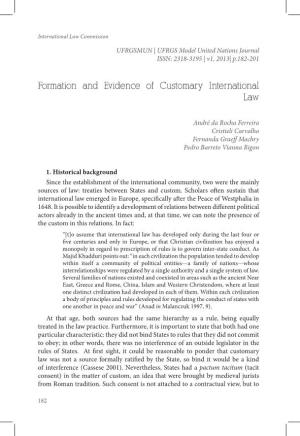 Formation and Evidence of Customary International Law