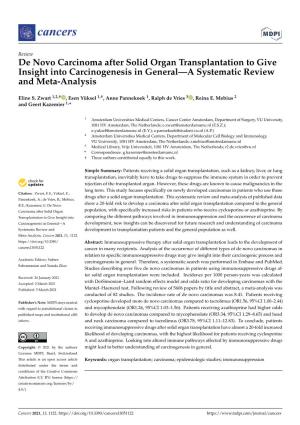 De Novo Carcinoma After Solid Organ Transplantation to Give Insight Into Carcinogenesis in General—A Systematic Review and Meta-Analysis
