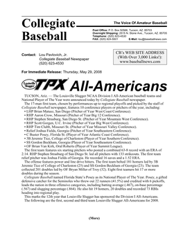 Collegiate Baseball Newspaper (With Over 3,000 Links!): (520) 623-4530