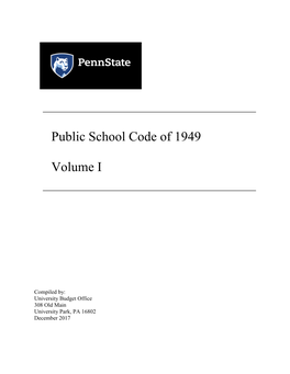 Penn State University Public School Code of 1949 Volume 1