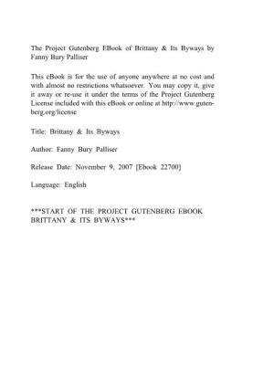 Brittany & Its Byways by Fanny Bury Palliser