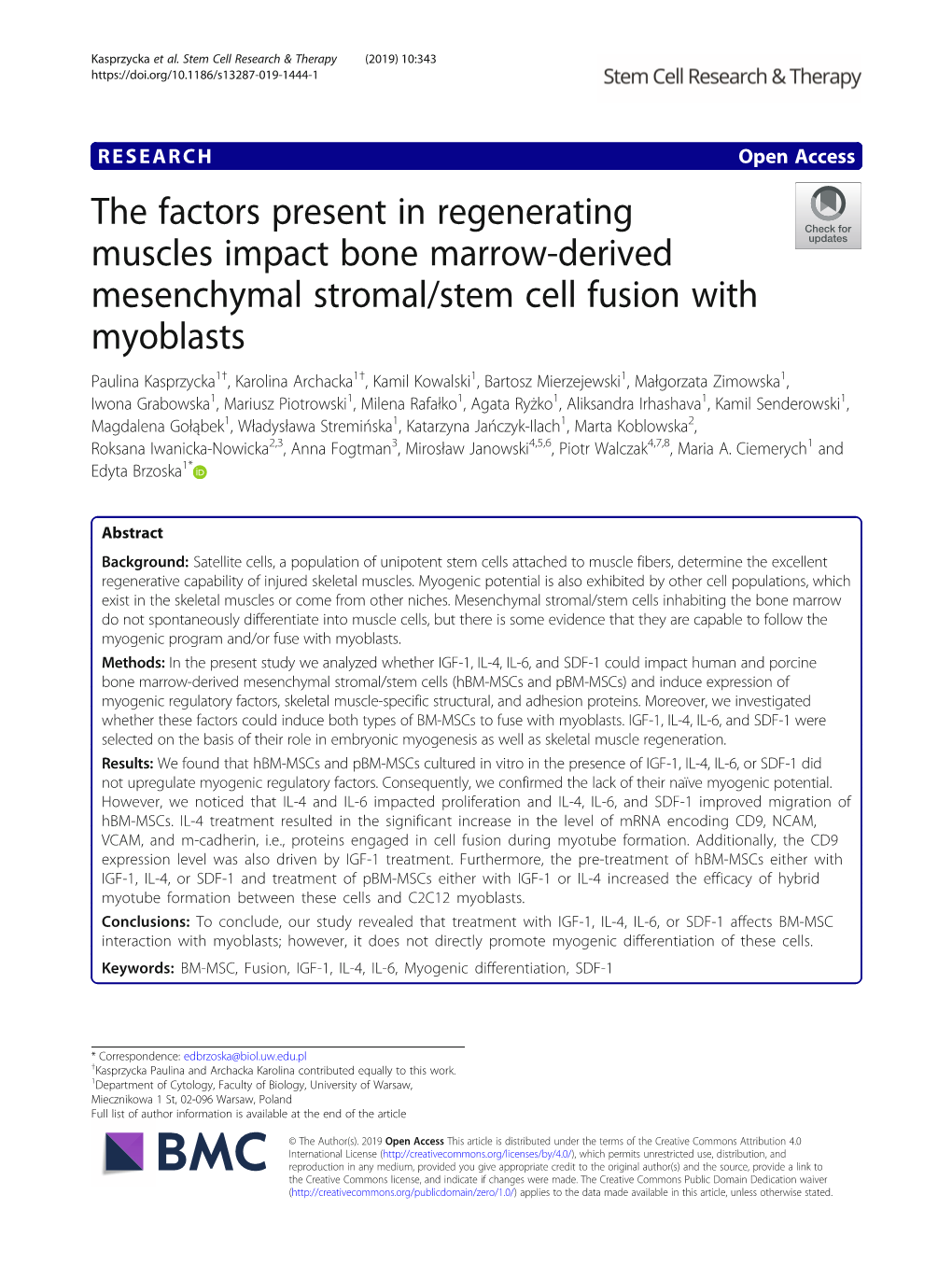 The Factors Present in Regenerating Muscles Impact Bone Marrow