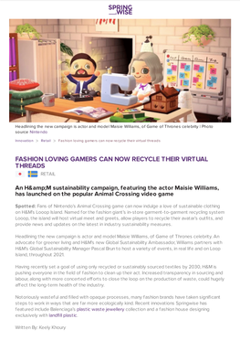 Fashion Loving Gamers Can Now Recycle Their Virtual Threads
