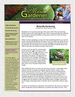 Butterfly Gardening Timely Gardening Tips by Linda Porter, Master Gardener Intern