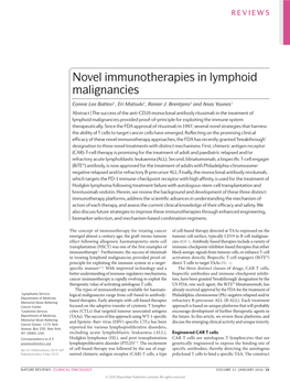 Novel Immunotherapies in Lymphoid Malignancies