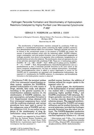 Hydrogen Peroxide Formation and Stoichiometry of Hydroxylation Reactions Catalyzed by Highly Purified Liver Microsomal Cytochrome P-450’