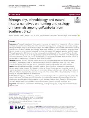 Ethnography, Ethnobiology and Natural History: Narratives On