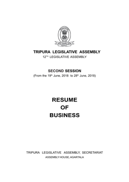12Th Tripura Legislative Assembly, Resume of Business: 2Nd Session