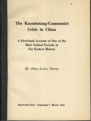 The Kuomintang-Communist Crisis in China