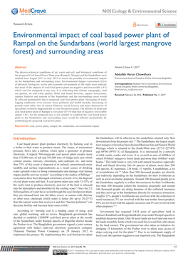 Environmental Impact of Coal Based Power Plant of Rampal on the Sundarbans (World Largest Mangrove Forest) and Surrounding Areas