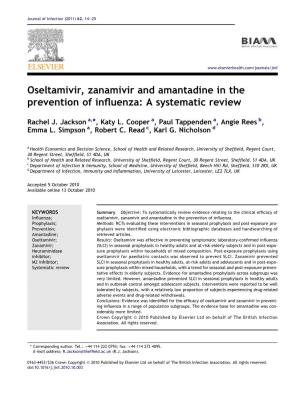 Oseltamivir, Zanamivir and Amantadine in the Prevention of Inﬂuenza: a Systematic Review