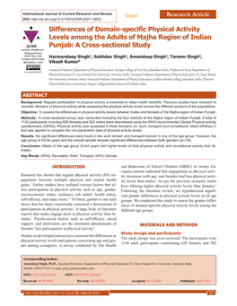 Differences of Domain-Specific Physical Activity Levels