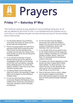 Diocese Prayer Diary May 20