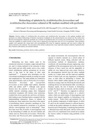Bioleaching of Sphalerite by Acidithiobacillus Ferrooxidans and Acidithiobacillus Thiooxidans Cultured in 9K Medium Modified with Pyrrhotite