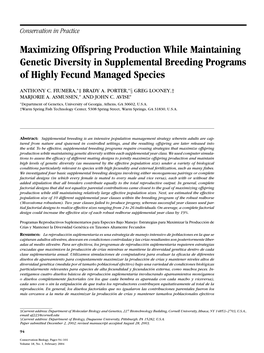 Maximizing Offspring Production While Maintaining Genetic Diversity in Supplemental Breeding Programs of Highly Fecund Managed Species
