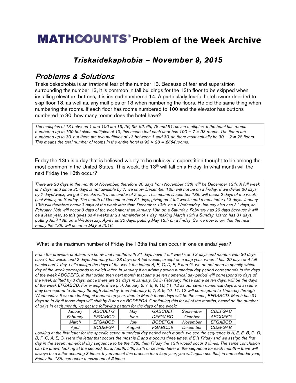 Triskaidekaphobia – November 9, 2015