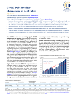 Global Debt Monitor Sharp Spike in Debt Ratios