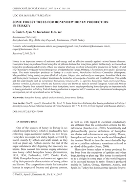 Some Forest Trees for Honeydew Honey Production in Turkey