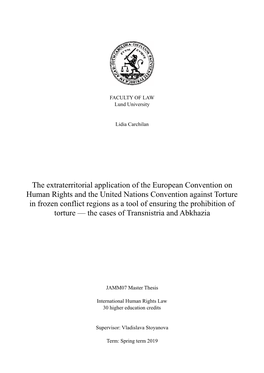 The Extraterritorial Application of the European Convention on Human