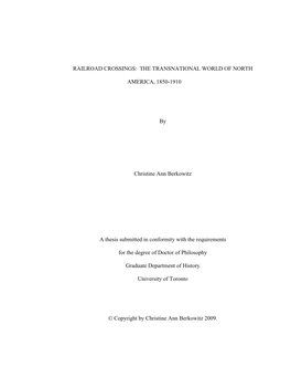 Railroad Crossings: the Transnational World of North