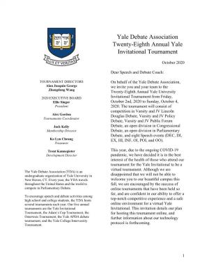 Yale Debate Association Twenty-Eighth Annual Yale Invitational Tournament