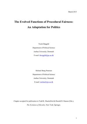 The Evolved Functions of Procedural Fairness: an Adaptation for Politics