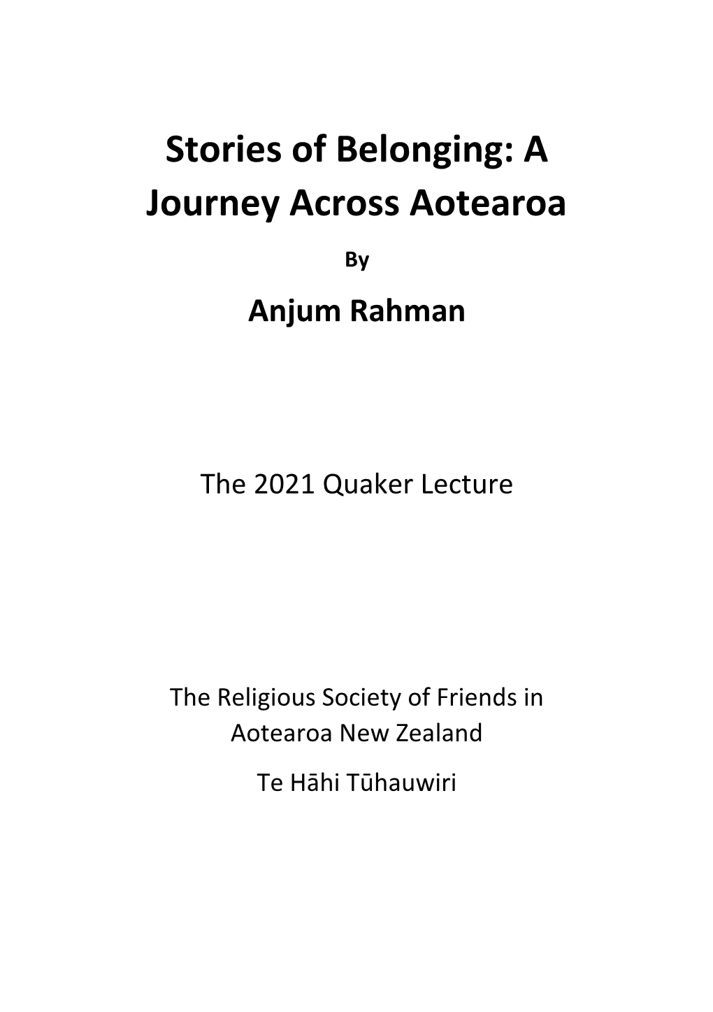 The Pdf Copy of the Quaker Lecture Presented To