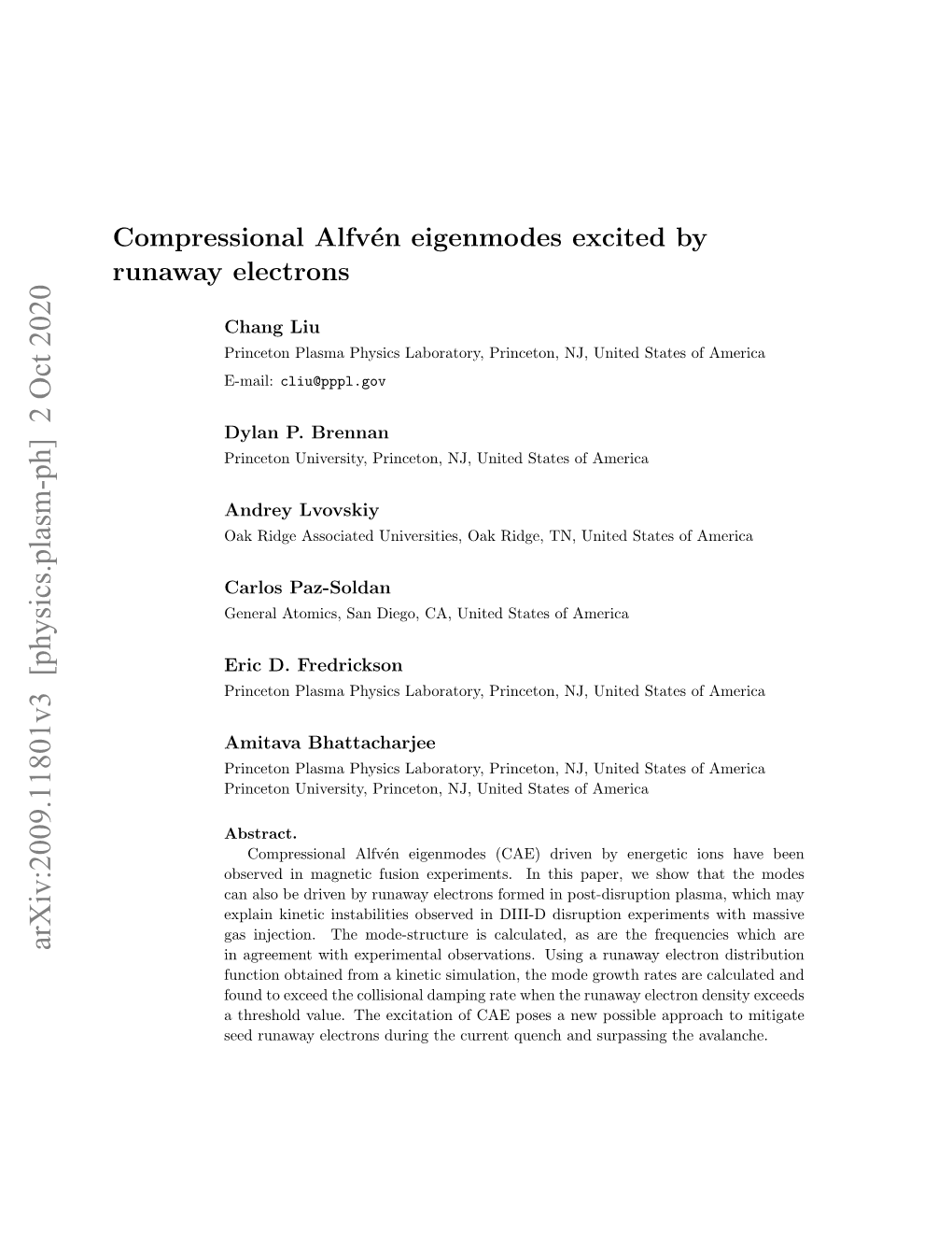 Arxiv:2009.11801V3 [Physics.Plasm-Ph] 2 Oct 2020 in Agreement with Experimental Observations