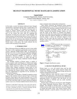 Iranian Traditional Music Dastgah Classification