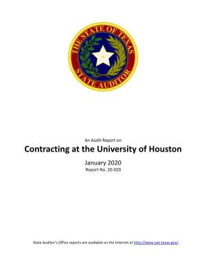 An Audit Report on Contracting at the University of Houston January 2020 Report No