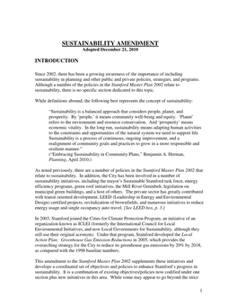 SUSTAINABILITY AMENDMENT Adopted December 21, 2010