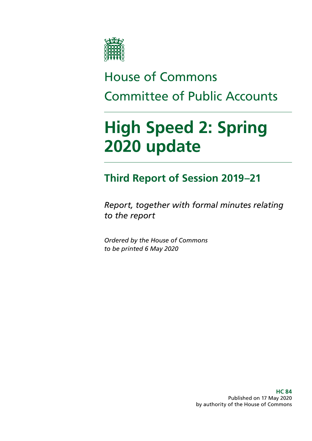 High Speed 2: Spring 2020 Update