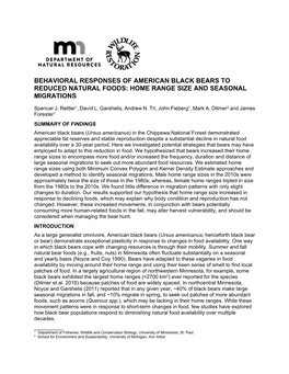 Behavioral Responses of American Black Bears to Reduced Natural Foods: Home Range Size and Seasonal Migrations