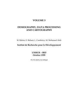 Volume 3 Demography, Data Processing and Cartography