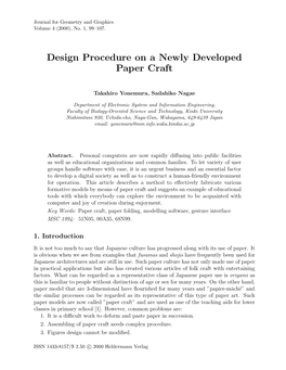 Design Procedure on a Newly Developed Paper Craft