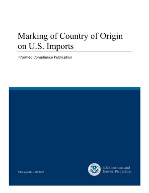 Marking of Country of Origin on U.S. Imports
