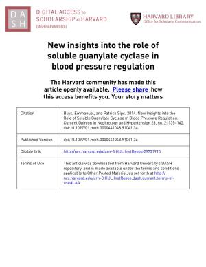 New Insights Into the Role of Soluble Guanylate Cyclase in Blood Pressure Regulation