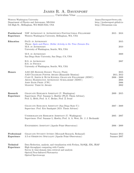 James R. A. Davenport Curriculum Vitae