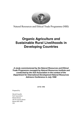 Organic Agriculture and Sustainable Rural Livelihoods in Developing Countries