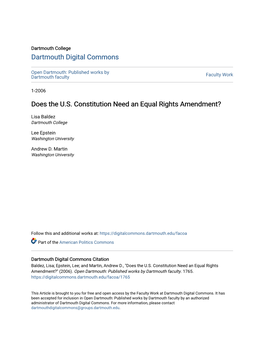 Does the U.S. Constitution Need an Equal Rights Amendment?