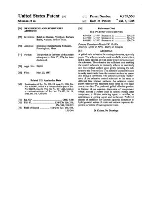 United States Patent (19) 11 Patent Number: 4,755,550 Shuman Et Al