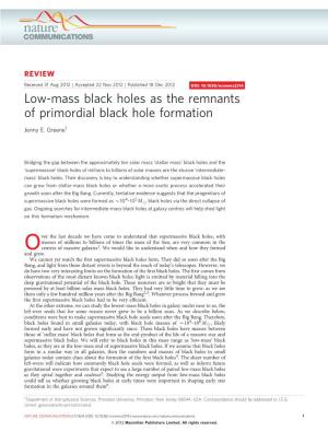 Low-Mass Black Holes As the Remnants of Primordial Black Hole Formation