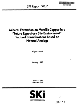 Mineral Formation on Metallic Copper in A'future Repository Site